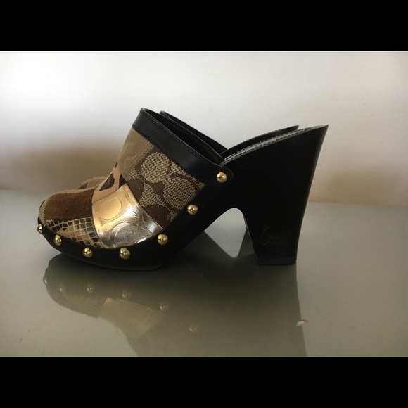 Coach Brown Studded Mules - Picture 2 of 3